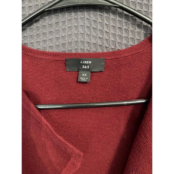 J. CREW 365 Cardigan Duster Womens XS Burgundy Open Front Longline Pockets Cozy - Picture 3 of 9